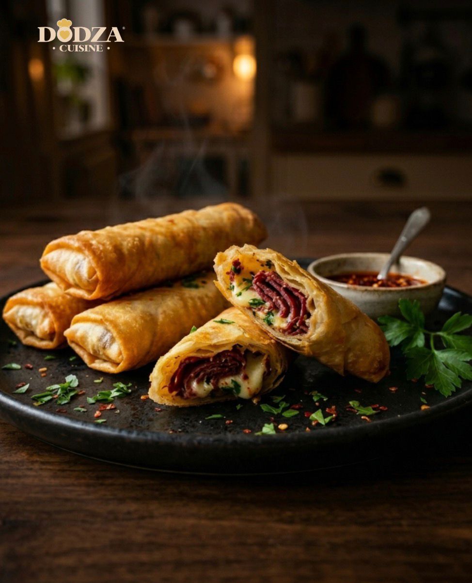 SPRING ROLLS with CHEESE &amp; PASTRAMI(10 pcs) - سبرنج رولز جبن و بسطرمة
